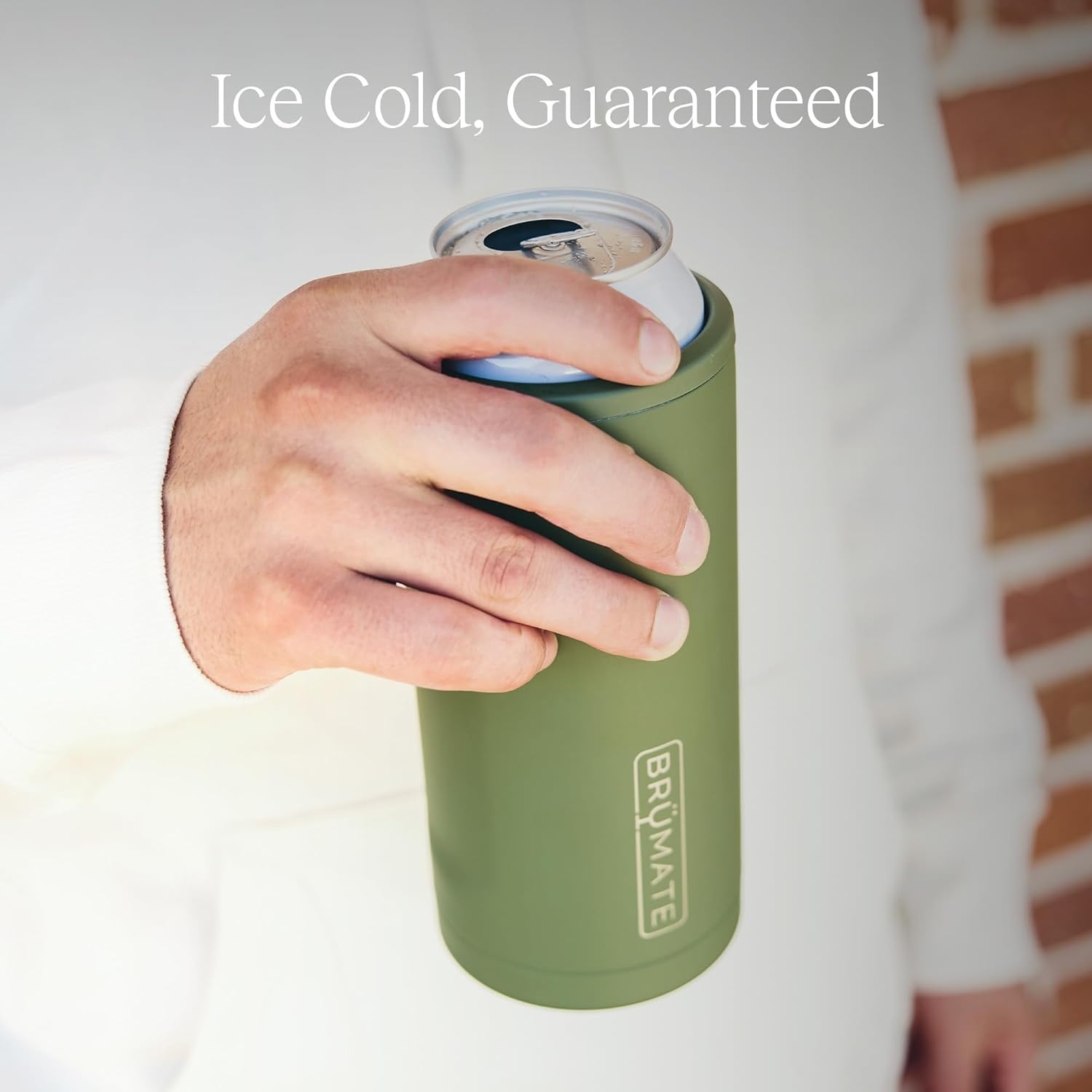 image:imageBrMate Hopsulator Juggernaut Can Cooler for 2425oz Cans Insulated Stainless Steel Drink Holder for Large Beer Tea and Energy DrinksOD Green