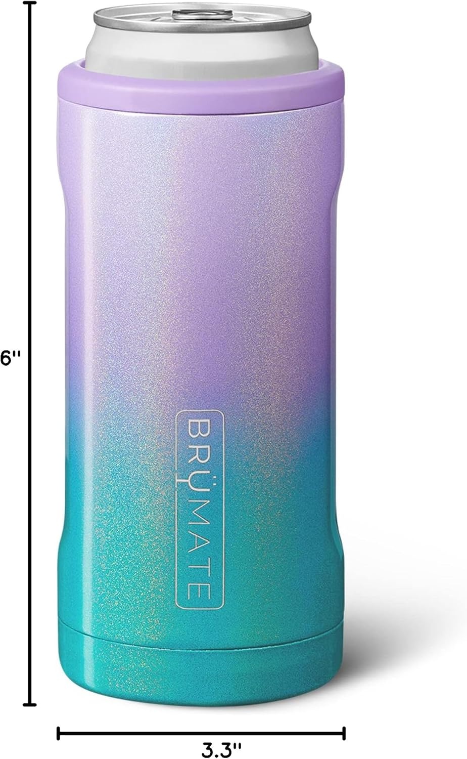 image:imageBrMate Hopsulator Slim Can Cooler Insulated for 12oz Slim Cans Skinny Can Insulated Stainless Steel Drink Holder for Hard Seltzer Beer Soda and Energy Drinks Black StainlessGlitter Mermaid
