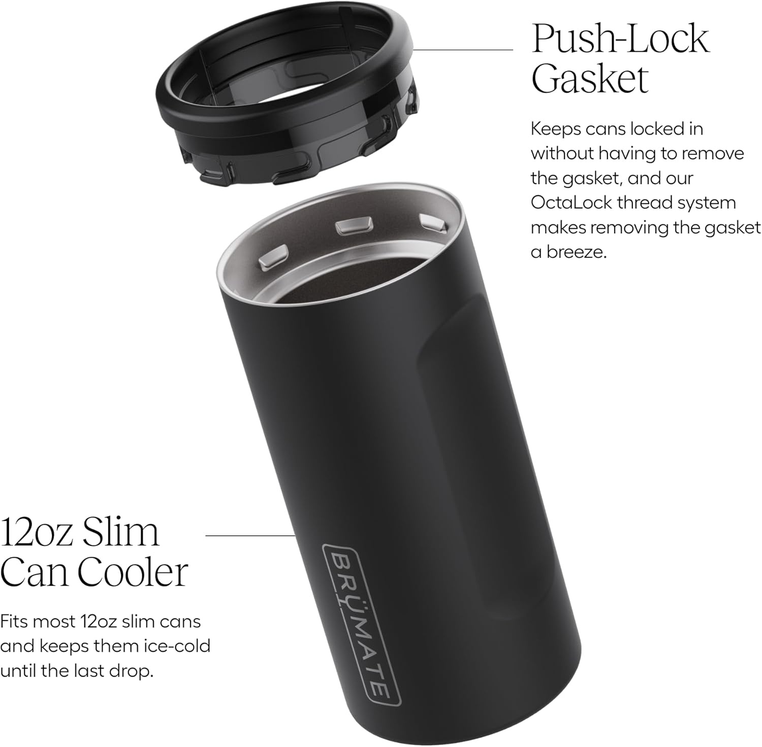 image:imageBrMate Hopsulator Slim Can Cooler Insulated for 12oz Slim Cans Skinny Can Insulated Stainless Steel Drink Holder for Hard Seltzer Beer Soda and Energy Drinks Black StainlessNeon Pink