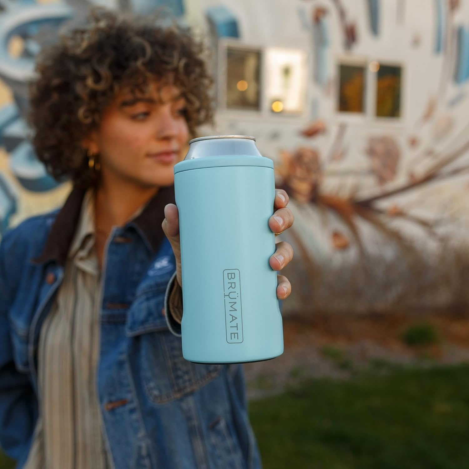 image:imageBrMate Hopsulator Trio 3in1 Insulated Can Cooler for 12oz 16oz Cans 100 Leak Proof Tumbler with Lid Insulated for Beer Soda and Energy DrinksOD Green