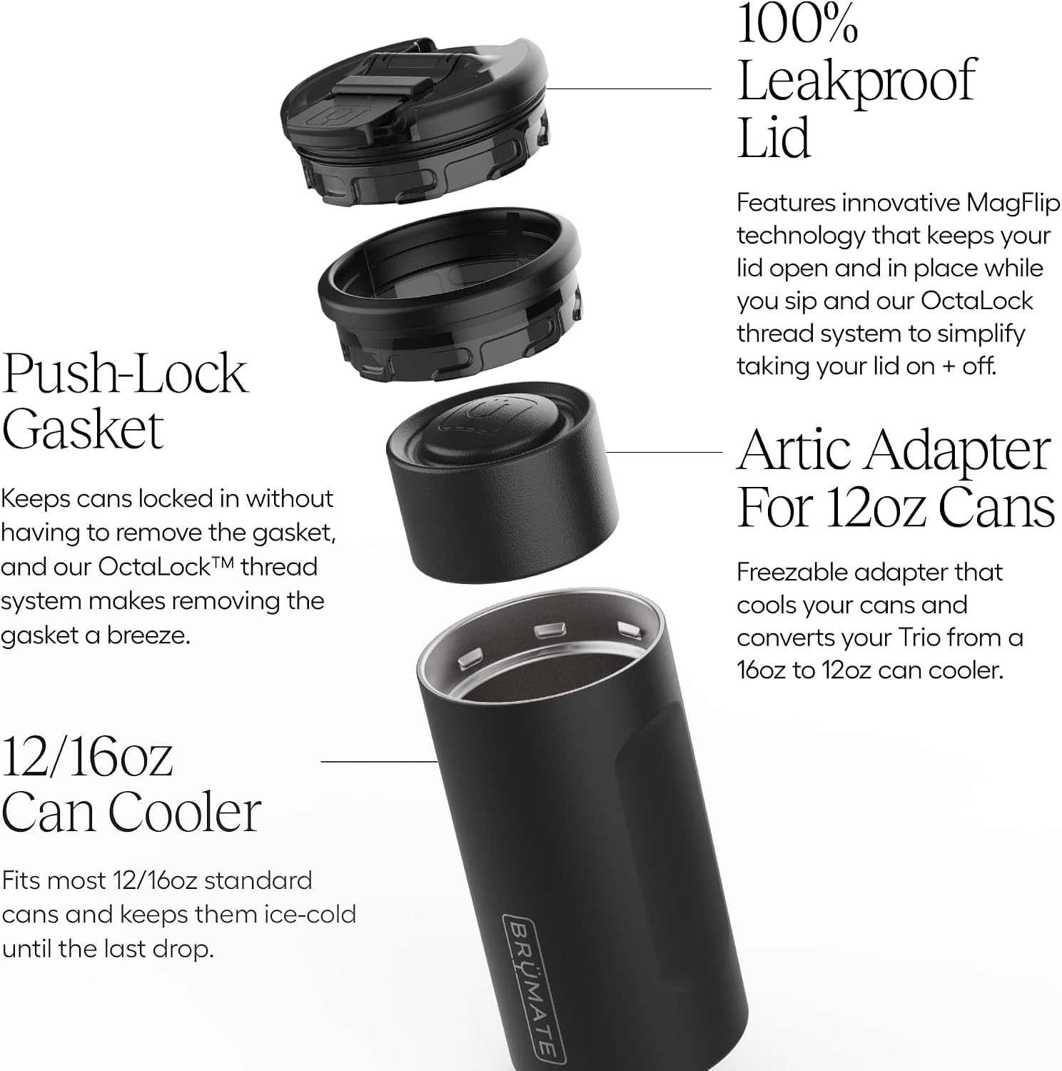 image:imageBrMate Hopsulator Trio 3in1 Insulated Can Cooler for 12oz 16oz Cans 100 Leak Proof Tumbler with Lid Insulated for Beer Soda and Energy DrinksSage