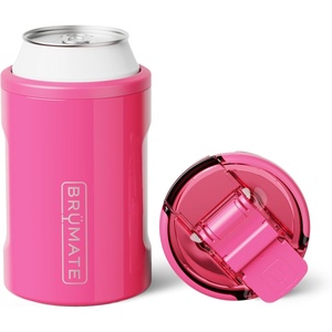 image:imageBrMate Hopsulator Duo 2in1 Can Cooler Insulated for Cans  100 Leak Proof Tumbler with Lid  Can Insulated for Hard Seltzer Beer Soda and Energy DrinksNeon Pink