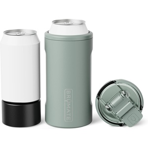 image:imageBrMate Hopsulator Trio 3in1 Insulated Can Cooler for 12oz  16oz Cans  100 Leak Proof Tumbler with Lid  Insulated for Beer Soda and Energy DrinksSage