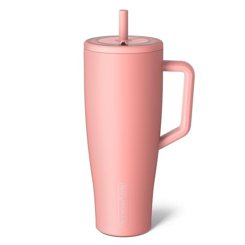 image:imageBrMate Era 30 oz Tumbler with Handle amp Straw 100 Leakproof Insulated Water Bottle Tumbler with Lid amp Flexible SoftSip Straw Made of Stainless Steel Cup Holder Friendly 30oz CuraaoGuava