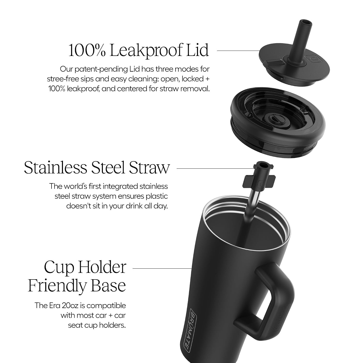 image:imageBrMate Era 30 oz Tumbler with Handle amp Straw 100 Leakproof Insulated Water Bottle Tumbler with Lid amp Flexible SoftSip Straw Made of Stainless Steel Cup Holder Friendly 30oz CuraaoNightfall Blue