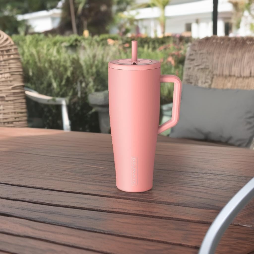 image:imageBrMate Era 30 oz Tumbler with Handle amp Straw 100 Leakproof Insulated Water Bottle Tumbler with Lid amp Flexible SoftSip Straw Made of Stainless Steel Cup Holder Friendly 30oz CuraaoGuava