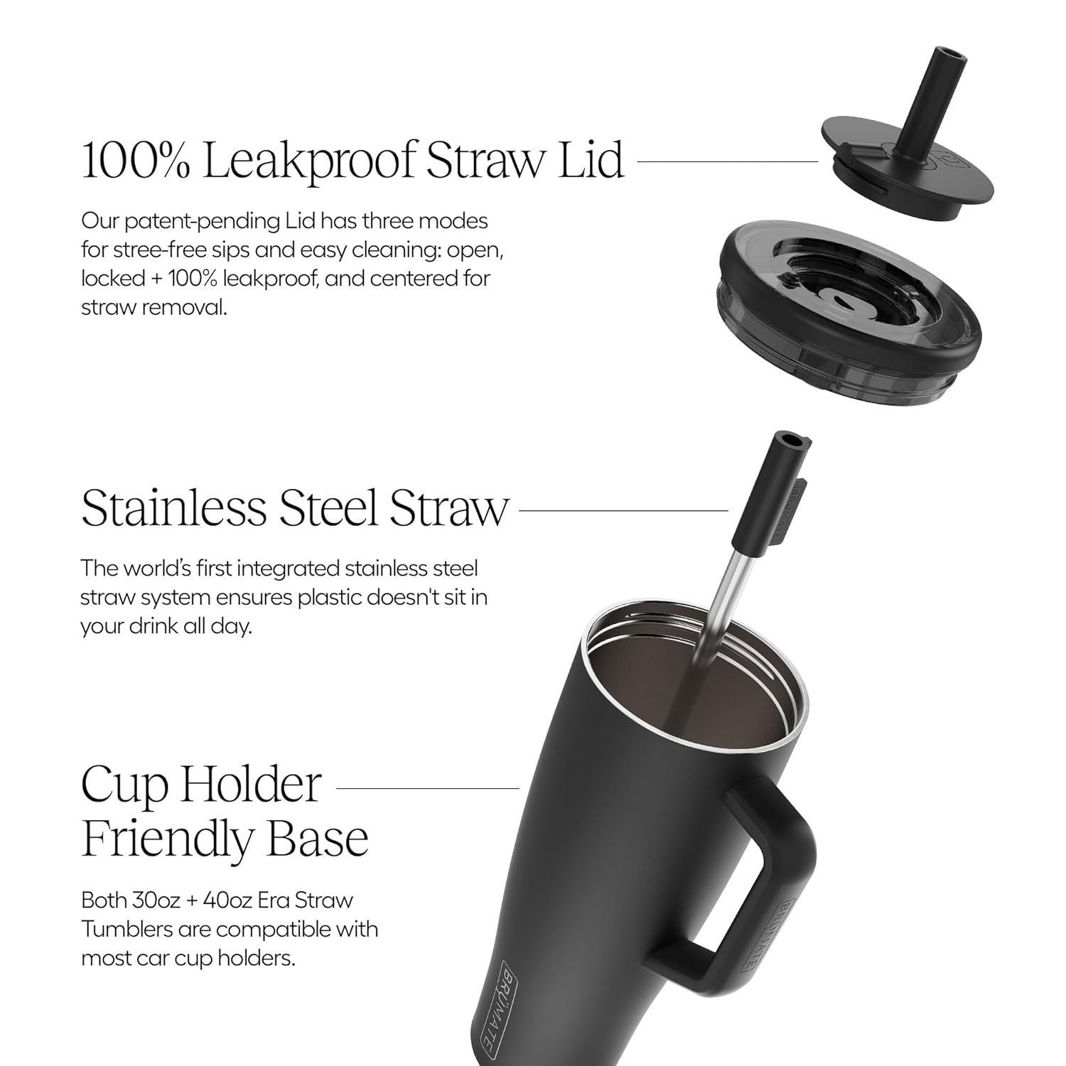 image:imageBrMate Era 30 oz Tumbler with Handle amp Straw 100 Leakproof Insulated Water Bottle Tumbler with Lid amp Flexible SoftSip Straw Made of Stainless Steel Cup Holder Friendly 30oz CuraaoKiwi