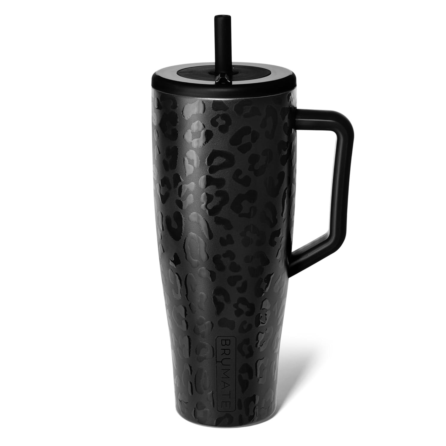 image:imageBrMate Era 30 oz Tumbler with Handle amp Straw 100 Leakproof Insulated Water Bottle Tumbler with Lid amp Flexible SoftSip Straw Made of Stainless Steel Cup Holder Friendly 30oz CuraaoOnyx Leopard
