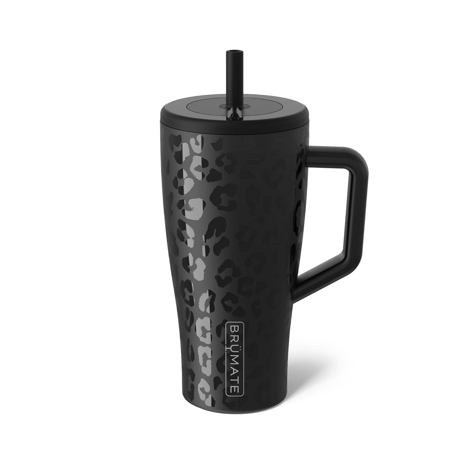 image:imageBrMate Era 30 oz Tumbler with Handle amp Straw 100 Leakproof Insulated Water Bottle Tumbler with Lid amp Flexible SoftSip Straw Made of Stainless Steel Cup Holder Friendly 30oz CuraaoOnyx Leopard