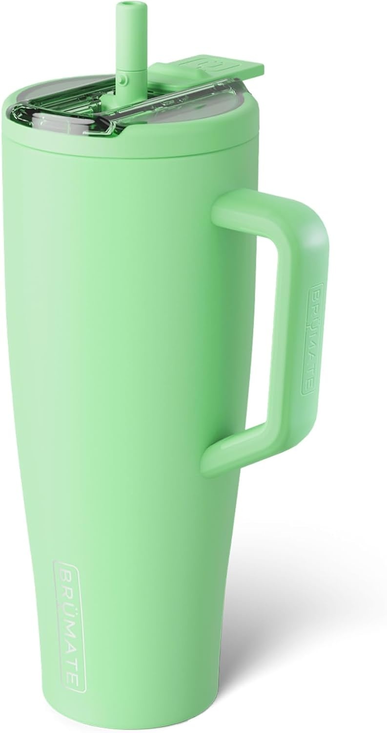image:imageBrMate Era Flip 40oz Tumbler with 100 Leakproof Covered Straw Lid Hygienic Covered Straw Insulated Stainless Steel Water Bottle with Handle Cup Holder Friendly BPAFree Lilac DuskKiwi