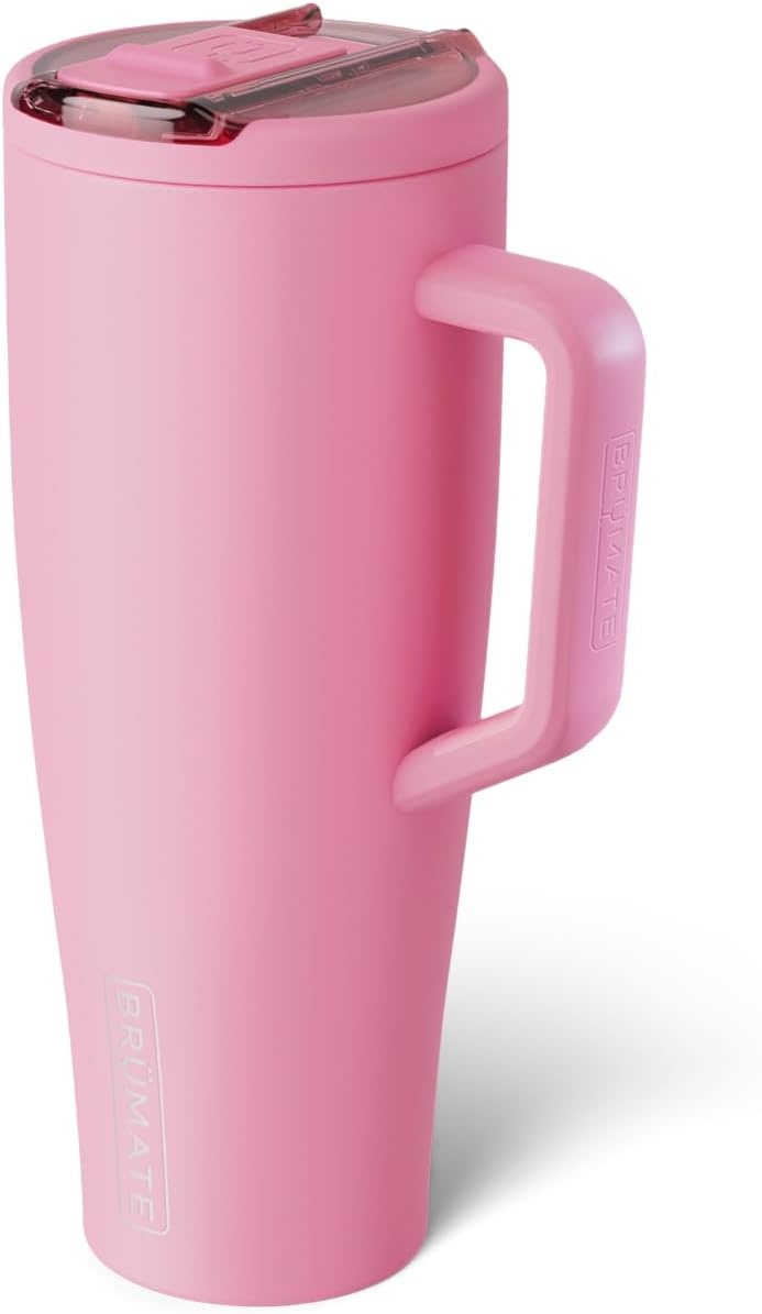 image:imageBrMate Era Flip 40oz Tumbler with 100 Leakproof Covered Straw Lid Hygienic Covered Straw Insulated Stainless Steel Water Bottle with Handle Cup Holder Friendly BPAFree Lilac DuskPrimrose