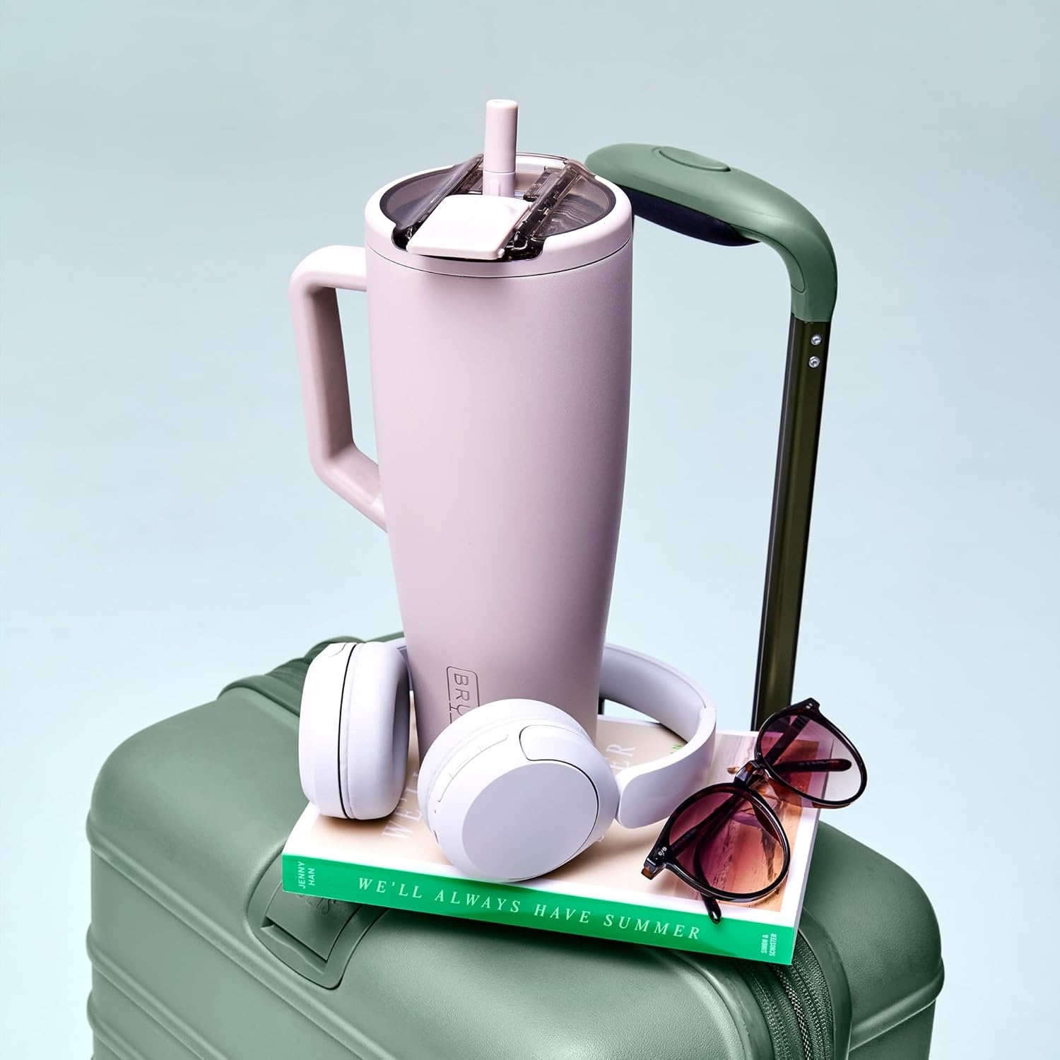 image:imageBrMate Era Flip 40oz Tumbler with 100 Leakproof Covered Straw Lid Hygienic Covered Straw Insulated Stainless Steel Water Bottle with Handle Cup Holder Friendly BPAFree Lilac DuskKiwi