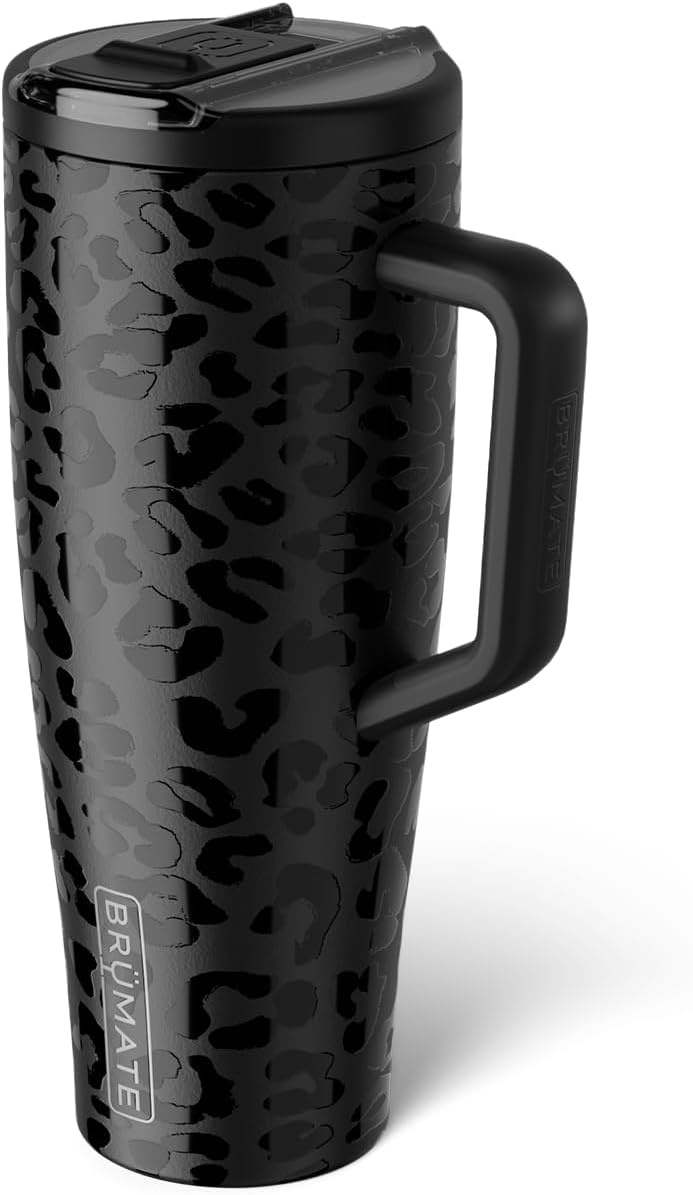 image:imageBrMate Era Flip 40oz Tumbler with 100 Leakproof Covered Straw Lid Hygienic Covered Straw Insulated Stainless Steel Water Bottle with Handle Cup Holder Friendly BPAFree Lilac DuskOnyx Leopard