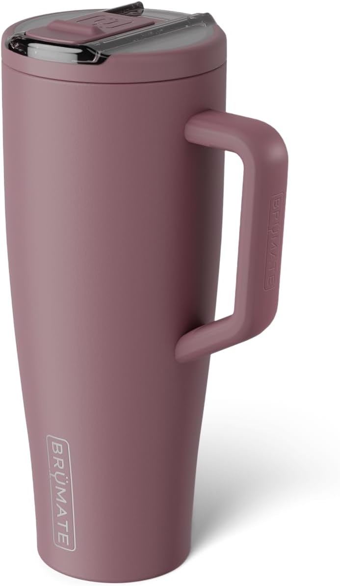 image:imageBrMate Era Flip 40oz Tumbler with 100 Leakproof Covered Straw Lid Hygienic Covered Straw Insulated Stainless Steel Water Bottle with Handle Cup Holder Friendly BPAFree Lilac DuskRose Taupe