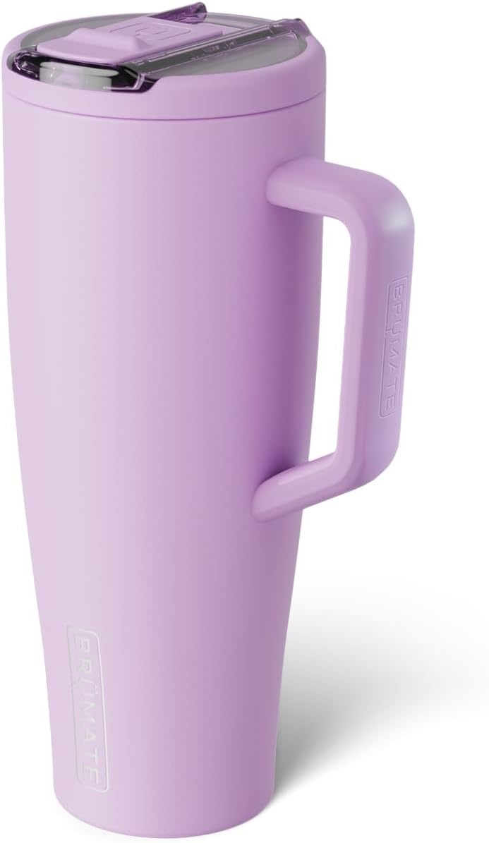 image:imageBrMate Era Flip 40oz Tumbler with 100 Leakproof Covered Straw Lid Hygienic Covered Straw Insulated Stainless Steel Water Bottle with Handle Cup Holder Friendly BPAFree Lilac DuskLavender