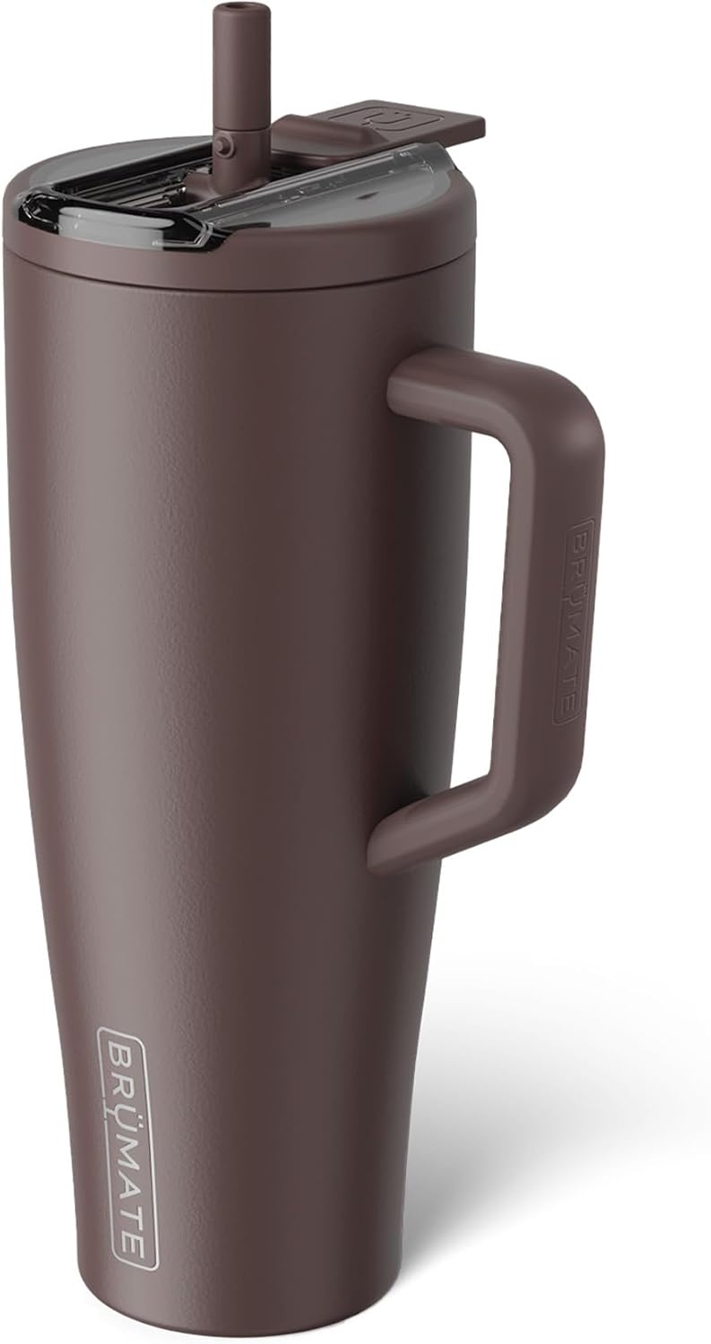image:imageBrMate Era Flip 40oz Tumbler with 100 Leakproof Covered Straw Lid Hygienic Covered Straw Insulated Stainless Steel Water Bottle with Handle Cup Holder Friendly BPAFree Lilac DuskJava