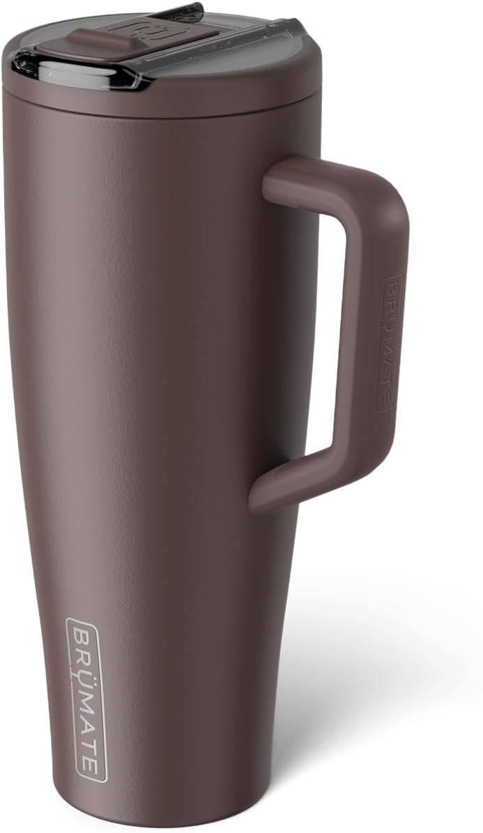 image:imageBrMate Era Flip 40oz Tumbler with 100 Leakproof Covered Straw Lid Hygienic Covered Straw Insulated Stainless Steel Water Bottle with Handle Cup Holder Friendly BPAFree Lilac DuskJava