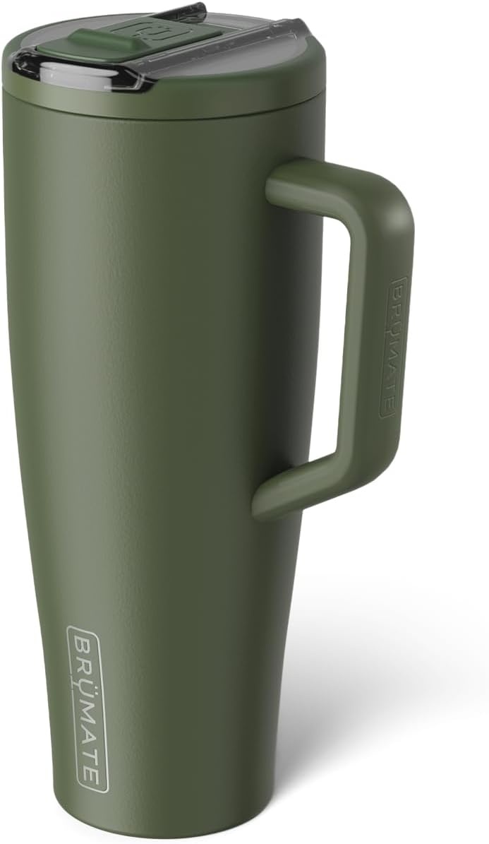 image:imageBrMate Era Flip 40oz Tumbler with 100 Leakproof Covered Straw Lid Hygienic Covered Straw Insulated Stainless Steel Water Bottle with Handle Cup Holder Friendly BPAFree Lilac DuskOD Green
