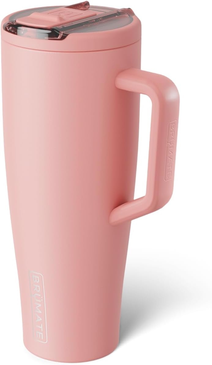 image:imageBrMate Era Flip 40oz Tumbler with 100 Leakproof Covered Straw Lid Hygienic Covered Straw Insulated Stainless Steel Water Bottle with Handle Cup Holder Friendly BPAFree Lilac DuskGuava