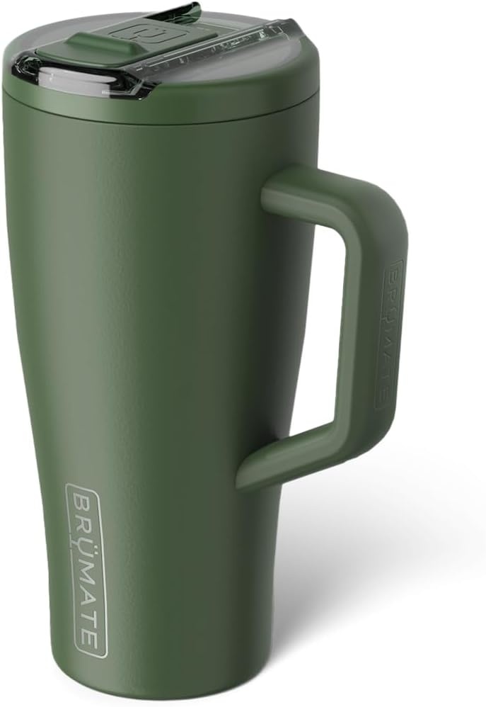image:imageBrMate Era Flip 40oz Tumbler with 100 Leakproof Covered Straw Lid Hygienic Covered Straw Insulated Stainless Steel Water Bottle with Handle Cup Holder Friendly BPAFree Lilac DuskOD Green