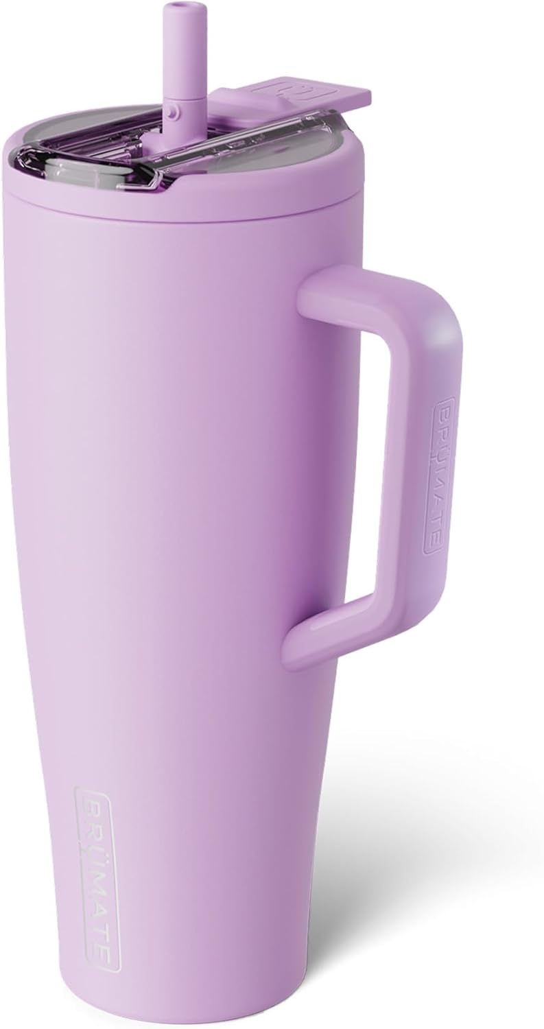image:imageBrMate Era Flip 40oz Tumbler with 100 Leakproof Covered Straw Lid Hygienic Covered Straw Insulated Stainless Steel Water Bottle with Handle Cup Holder Friendly BPAFree Lilac DuskLavender