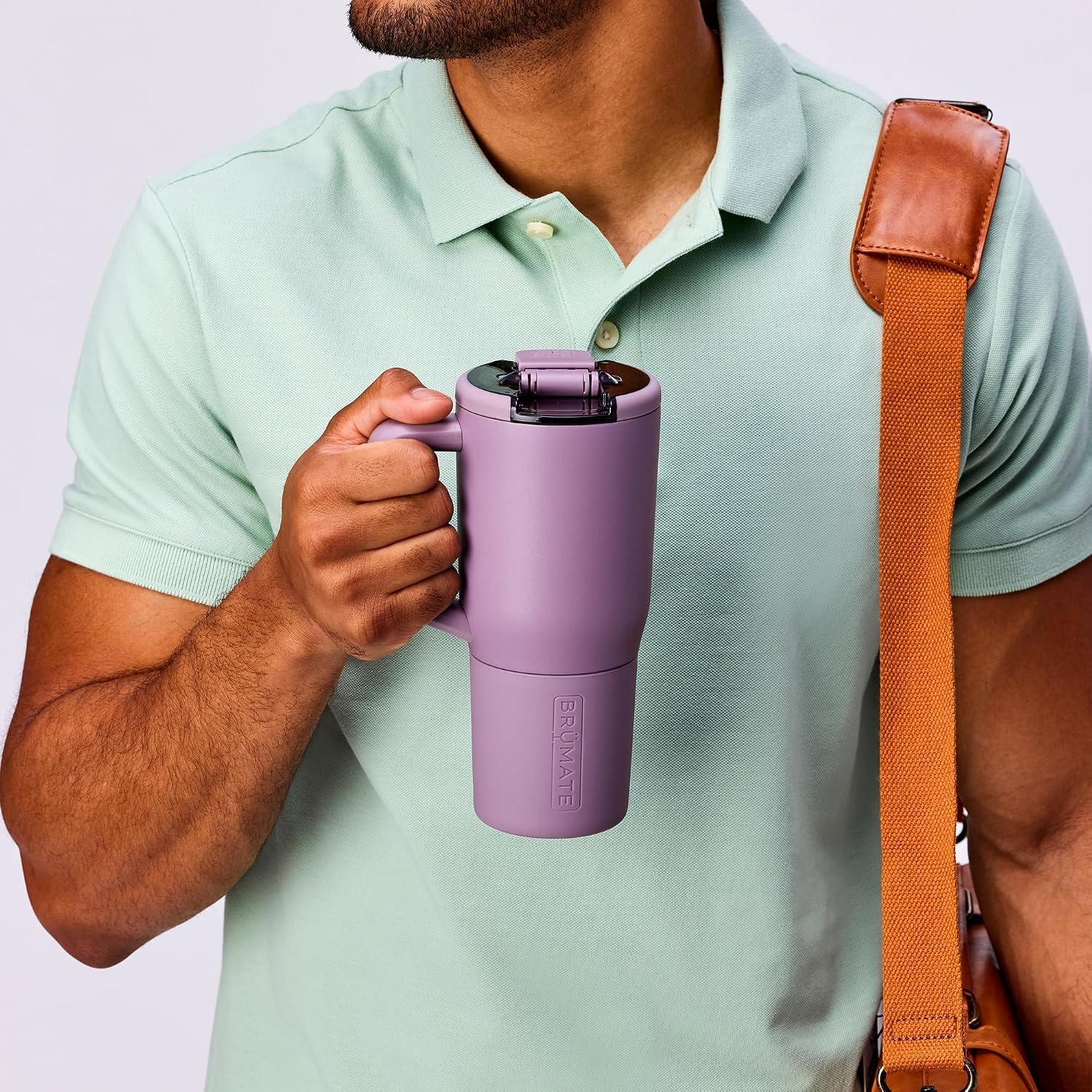 image:imageBrMate Mv 25oz 100 Leak Proof Insulated Coffee Mug with Handle amp Lid Stainless Steel Coffee Travel Mug Double Walled Coffee Cup Navy Polka DotsLilac Dusk