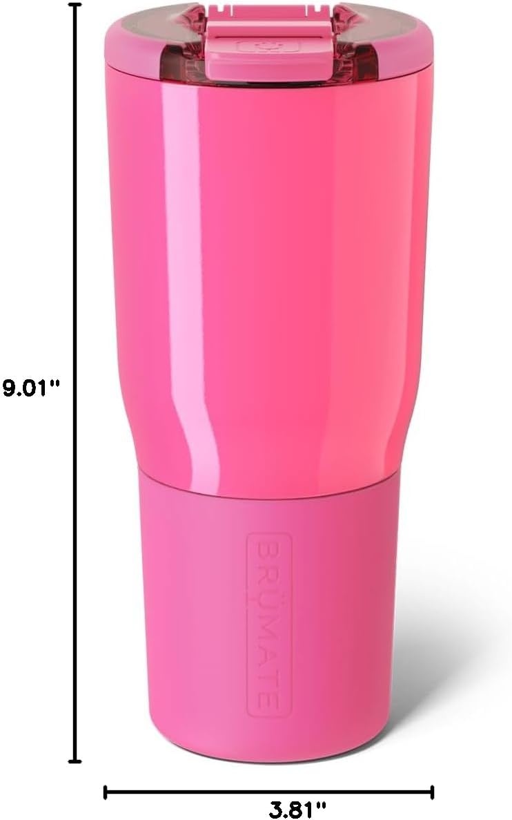 image:imageBrMate Nav 35oz 100 Leak Proof Insulated Travel Tumbler with Magnetic BevLock Lid Double Wall CupHolder Friendly Stainless Steel Mug Dark AuraNeon Pink