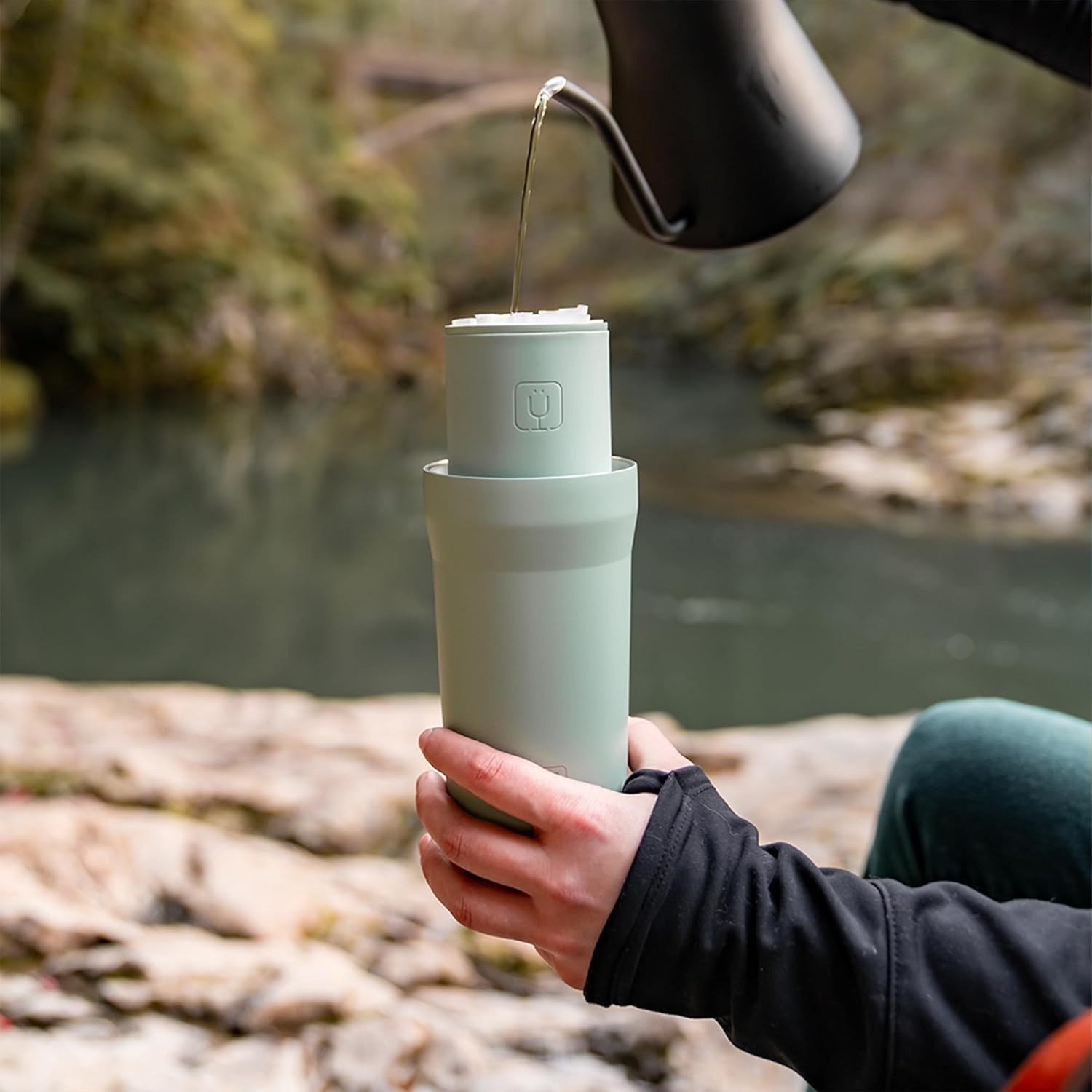 image:imageBrMate Pour Over 20oz Insulated Coffee Mug 2in1 Travel Coffee Maker with 100 Leakproof Lid Insulated Coffee Tumbler Travel amp Camping Comes with Filter Dripper BPAFree DuneMist