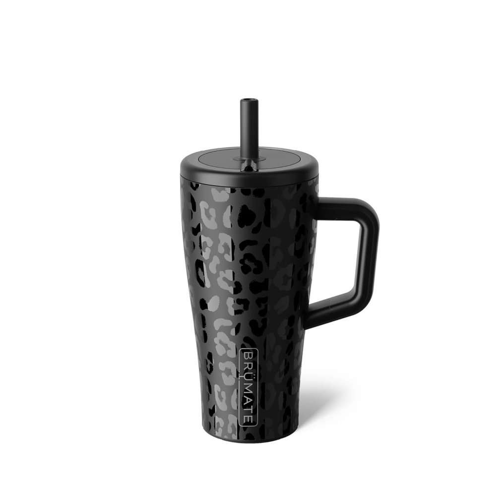 image:imageBrMate Era 30 oz Tumbler with Handle amp Straw 100 Leakproof Insulated Water Bottle Tumbler with Lid amp Flexible SoftSip Straw Made of Stainless Steel Cup Holder Friendly 30oz CuraaoOnyx Leopard