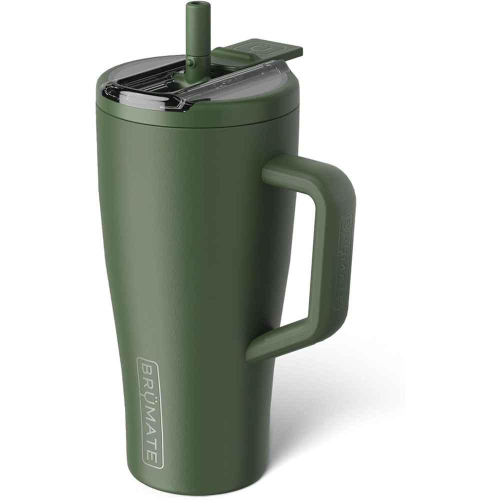 image:imageBrMate Era Flip 40oz Tumbler with 100 Leakproof Covered Straw Lid Hygienic Covered Straw Insulated Stainless Steel Water Bottle with Handle Cup Holder Friendly BPAFree Lilac DuskOD Green