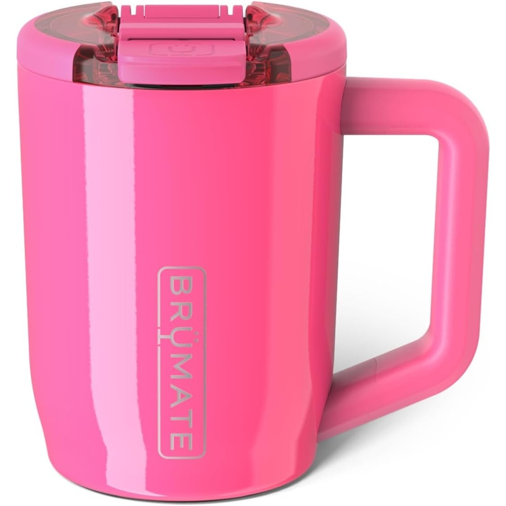 image:imageBrMate Mv 15oz 100 Leak Proof Insulated Coffee Mug with Handle amp Lid Stainless Steel Coffee Travel Mug Double Walled Coffee Cup Nightfall BlueNeon Pink