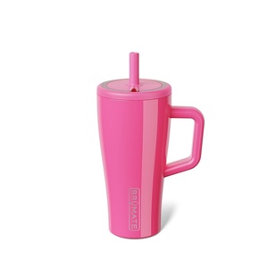 image:imageBrMate Era 30 oz Tumbler with Handle amp Straw  100 Leakproof Insulated Water Bottle Tumbler with Lid amp Flexible SoftSip Straw  Made of Stainless Steel  Cup Holder Friendly  30oz CuraaoNeon Pink