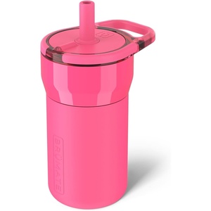 image:imageBrMate Leap 12oz 100 Leakproof Kids Tumbler with Handle amp Silicone Soft Straw  Durable Drop Resistant Silicone Sleeve  Made of Insulated Stainless Steel  Cup Holder Friendly  Violet CrushNeon Pink