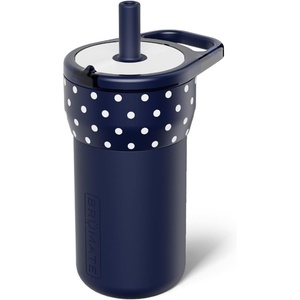 image:imageBrMate Leap 12oz 100 Leakproof Kids Tumbler with Handle amp Silicone Soft Straw  Durable Drop Resistant Silicone Sleeve  Made of Insulated Stainless Steel  Cup Holder Friendly  Violet CrushNavy Polka Dots
