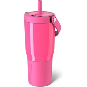 image:imageBrMate Resa 35oz 100 Leakproof Travel Tumbler with Handle amp Straw  Flexible SoftSip Straw  Silicone Sleeve for Durability  Stainless Steel  Cup Holder amp Travel Friendly Water Bottle PineappleNeon Pink