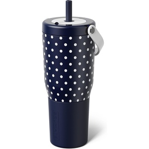 image:imageBrMate Resa 35oz 100 Leakproof Travel Tumbler with Handle amp Straw  Flexible SoftSip Straw  Silicone Sleeve for Durability  Stainless Steel  Cup Holder amp Travel Friendly Water Bottle PineappleNavy Polka Dots