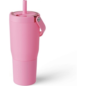 image:imageBrMate Resa 35oz 100 Leakproof Travel Tumbler with Handle amp Straw  Flexible SoftSip Straw  Silicone Sleeve for Durability  Stainless Steel  Cup Holder amp Travel Friendly Water Bottle PineapplePrimrose